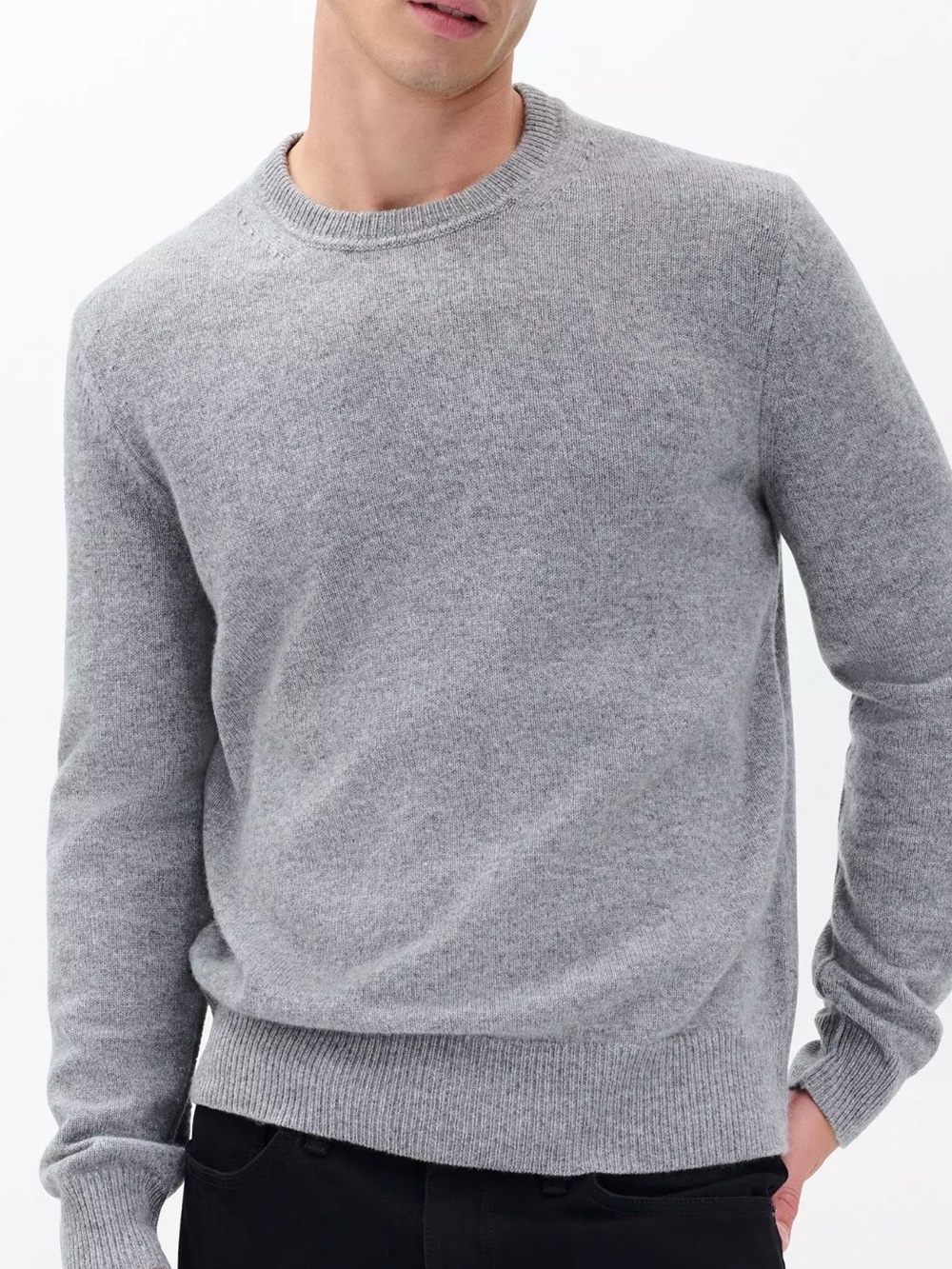 rag & bone Men's 100% cashmere Declan Sweater, Gray, Size Large